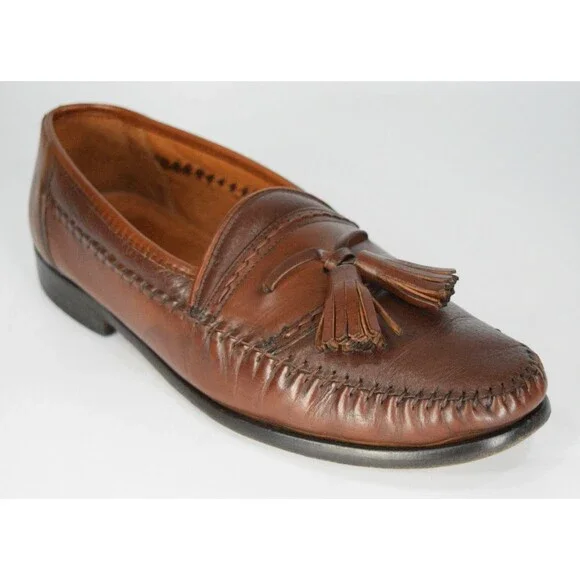 Brass Boot Size 9 Brown Leather Tassel Loafer Moccasin Dress Shoes SPAIN - Picture 2 of 11